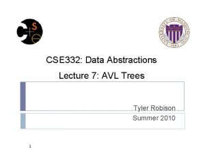CSE 332 Data Abstractions Lecture 7 AVL Trees