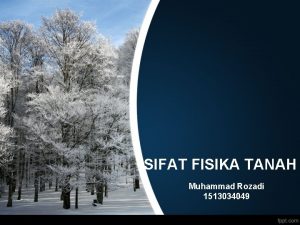 SIFAT FISIKA TANAH Muhammad Rozadi 1513034049 Tekstur Tanah