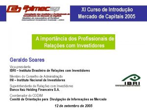 XI Curso de Introduo Mercado de Capitais 2005