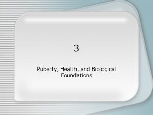 3 Puberty Health and Biological Foundations Puberty The