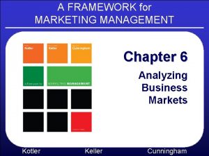 A FRAMEWORK for MARKETING MANAGEMENT Chapter 6 Analyzing