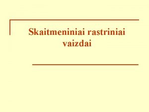 Skaitmeniniai rastriniai vaizdai Vaizd tipai Informacija apie real