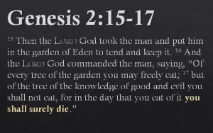 Genesis 2 15 17 Then the LORD God
