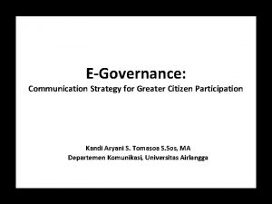EGovernance Communication Strategy for Greater Citizen Participation Kandi