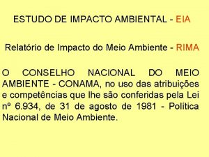ESTUDO DE IMPACTO AMBIENTAL EIA Relatrio de Impacto