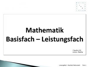 Mathematik Basisfach Leistungsfach Claudia Uhl Achim Pfeiffer Leistungsfach