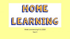 Home learning Week commencing 9 11 2020 Year