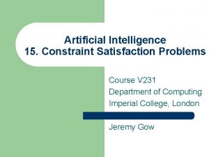 Artificial Intelligence 15 Constraint Satisfaction Problems Course V