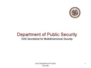 Department of Public Security OAS Secretariat for Multidimensional