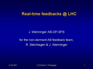 Realtime feedbacks LHC J Wenninger ABOPSPS for the