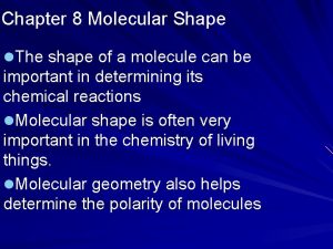 Chapter 8 Molecular Shape l The shape of