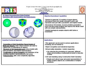 Project Contact Information Yohan Fougerolle yfougeroutk edu Mongi