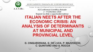 XLI Conferenza Scientifica Annuale 2 4 Settembre 2020