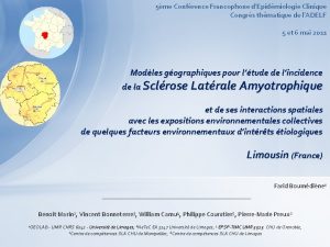 5me Confrence Francophone dEpidmiologie Clinique Congrs thmatique de