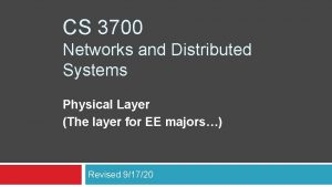 CS 3700 Networks and Distributed Systems Physical Layer