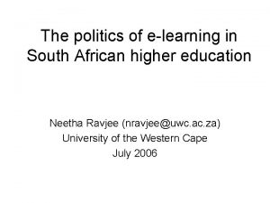 The politics of elearning in South African higher