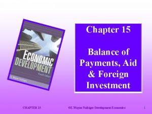 Chapter 15 Balance of Payments Aid Foreign Investment