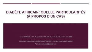 DIABTE AFRICAIN QUELLE PARTICULARIT PROPOS DUN CAS Dr