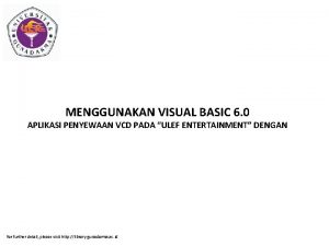 MENGGUNAKAN VISUAL BASIC 6 0 APLIKASI PENYEWAAN VCD