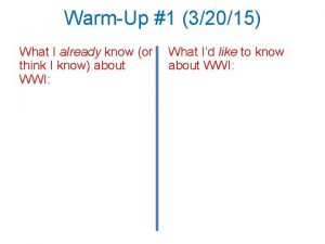 WarmUp 1 32015 What I already know or