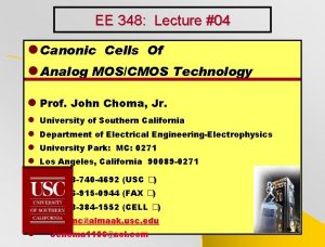 EE 348 Lecture 04 l Canonic Cells Of