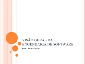 VISO GERAL DA ENGENHARIA DE SOFTWARE Prof Jalves