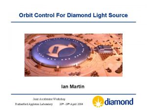 Orbit Control For Diamond Light Source Ian Martin