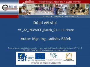 Dln vtrn VY32INOVACERacek01 1 11 Hraze Autor Mgr