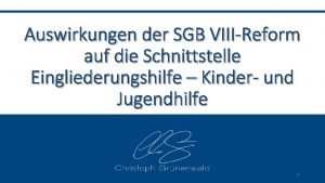 Auswirkungen der SGB VIIIReform auf die Schnittstelle Eingliederungshilfe