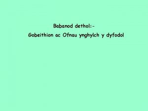 Babanod dethol Gobeithion ac Ofnau ynghylch y dyfodol