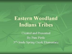 Eastern Woodland Indians Tribes Created and Presented By