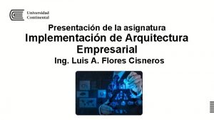 Presentacin de la asignatura Implementacin de Arquitectura Empresarial