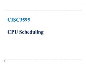 CISC 3595 CPU Scheduling Basic Concepts Multiprogramming Load