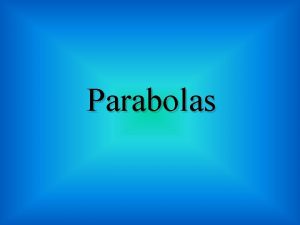Parabolas We already know A LOT about parabolas