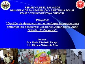 REPUBLICA DE EL SALVADOR MINISTERIO DE SALUD PUBLICA