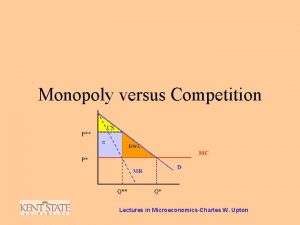 Monopoly versus Competition Lectures in MicroeconomicsCharles W Upton