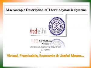 Macroscopic Description of Thermodynamic Systems P M V