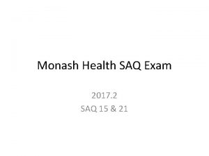 Monash Health SAQ Exam 2017 2 SAQ 15