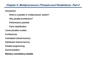 Chapter 5 Multiprocessors ThreadLevel Parallelism Part 2 Introduction