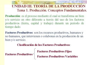 UNIDAD III TEORA DE LA PRODUCCIN Tema 1