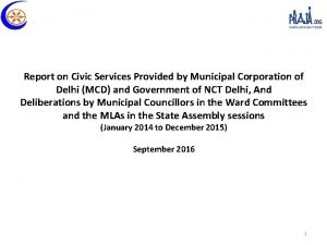 Report on Civic Services Provided by Municipal Corporation