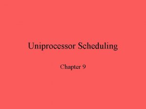 Uniprocessor Scheduling Chapter 9 Aim of Scheduling The