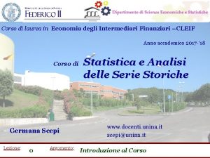 Corso di laurea in Economia degli Intermediari Finanziari