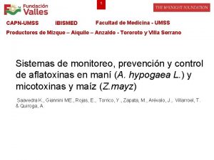 1 CAPNUMSS IBISMED Facultad de Medicina UMSS Productores