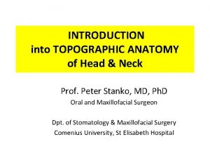 INTRODUCTION into TOPOGRAPHIC ANATOMY of Head Neck Prof