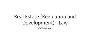 Real Estate Regulation and Development Law CA Yash