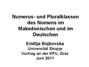 Numerus und Pluralklassen des Nomens im Makedonischen und