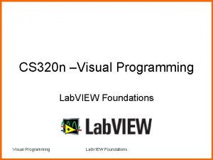 CS 320 n Visual Programming Lab VIEW Foundations