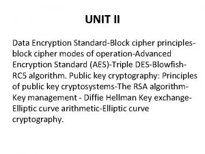 UNIT II Data Encryption StandardBlock cipher principlesblock cipher