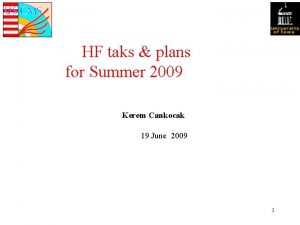 HF taks plans for Summer 2009 Kerem Cankocak